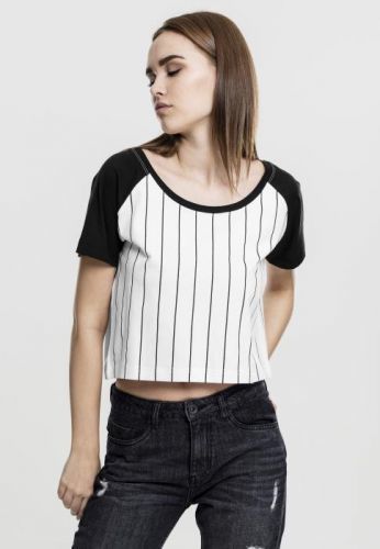 Urban Classics Ladies Cropped Baseball Tee wht/blk - L