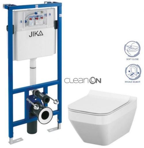 JIKA - předstěnový instalační systém bez tlačítka + WC CERSANIT CLEANON CREA čtverec + SEDÁTKO (H895652 X CR2)