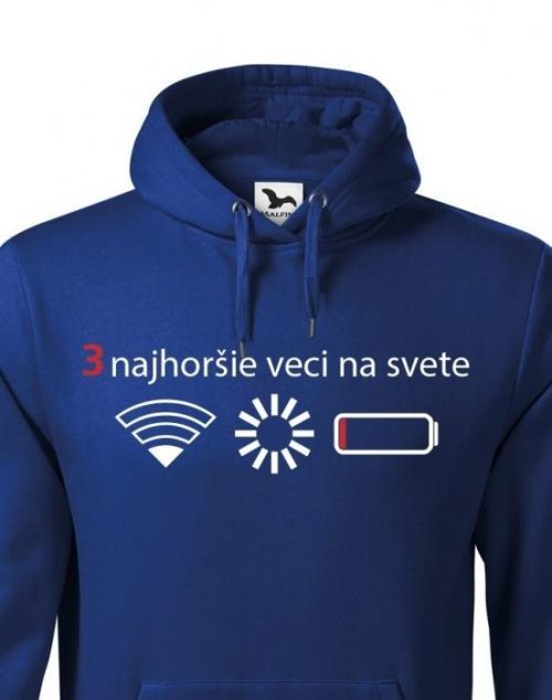Pánska mikina 3 najhoršie veci na svete - mikina pre všetkých mobilných závislákov