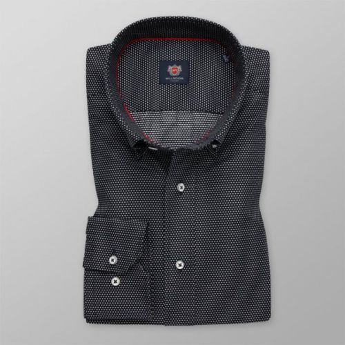Pánska košeľa Slim Fit čierna s bodkovaným vzorom 12107