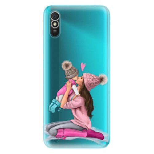 Odolné silikónové puzdro iSaprio - Kissing Mom - Brunette and Girl - Xiaomi Redmi 9A