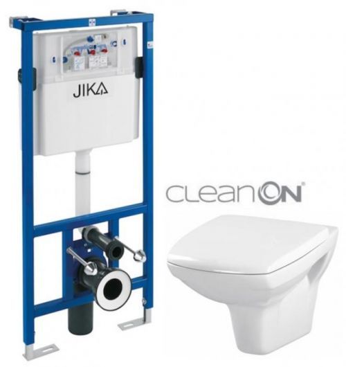 JIKA - předstěnový instalační systém bez tlačítka + WC CERSANIT CLEANON CARINA + SEDÁTKO (H895652 X CA1)