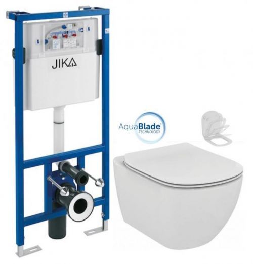 JIKA - předstěnový instalační systém bez tlačítka + WC Ideal Standard Tesi se sedátkem SoftClose, AquaBlade (H895652 X TE1)