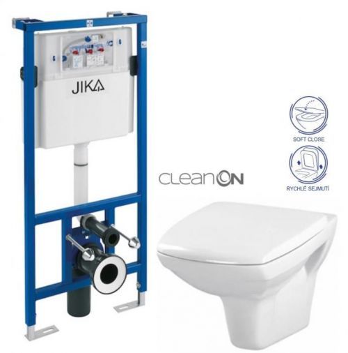 JIKA - předstěnový instalační systém bez tlačítka + WC CERSANIT CLEANON CARINA + SEDÁTKO (H895652 X CA2)