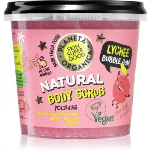 Planeta Organica Lychee Bubble Gum telový peeling pre jemnú a hladkú pokožku 360 ml