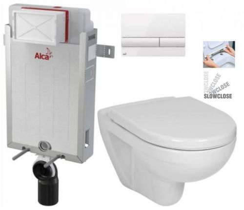 ALCAPLAST Renovmodul - předstěnový instalační systém s bílým tlačítkem M1710 + WC JIKA LYRA PLUS + SEDÁTKO DURAPLAST SLOWCLOSE (AM115/1000 M1710 LY5)