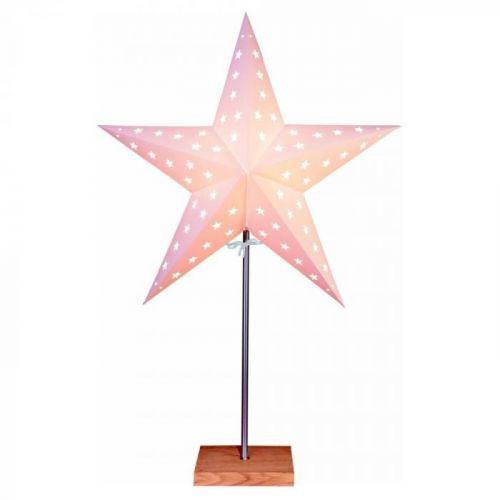 Biela svietiaca hviezda so stojanom Best Season Star On Base Oak, výška 65 cm