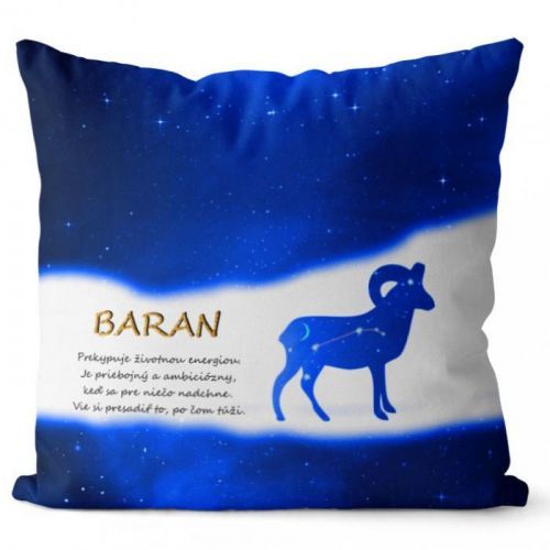 Vankúš Baran (21.3. - 20.4.) - modrý (Veľkosť: 40 x 40 cm)