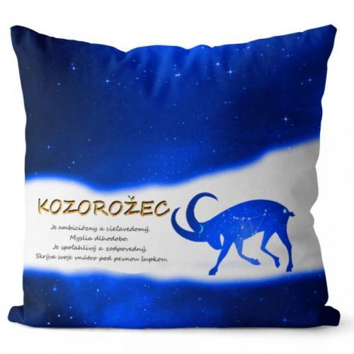 Vankúš Kozorožec (22.12. - 20.1.) - modrý (Veľkosť: 40 x 40 cm)