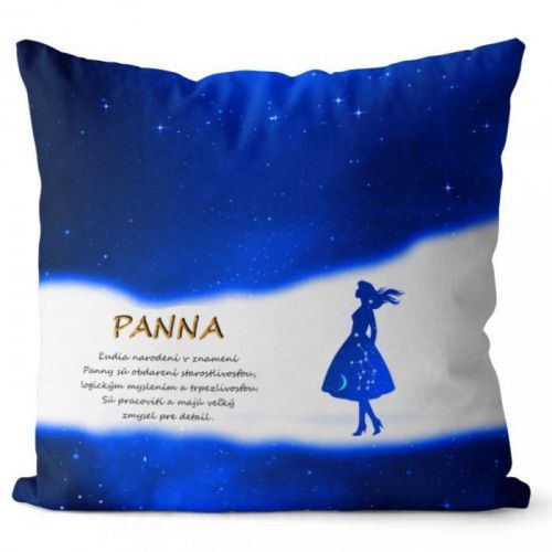 Vankúš Panna (23.8. - 22.9.) - modrý (Veľkosť: 40 x 40 cm)