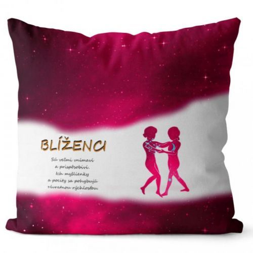 Vankúš Blíženci (22.5. - 21.6.) - červený (Veľkosť: 40 x 40 cm)