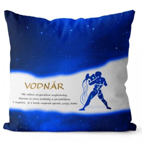 Vankúš Vodnár (21.1. - 20.2.) - modrý (Veľkosť: 40 x 40 cm)