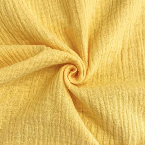 Dvojitá gázovina/mušelín soft yellow GOTS