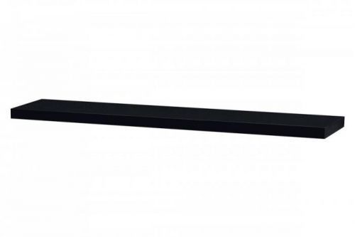 polička nástenná 120x24x4cm, vysoký lesk čierny