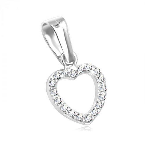 Prívesok zo 14K zlata - kontúra srdiečka vykladaná čírymi zirkónmi