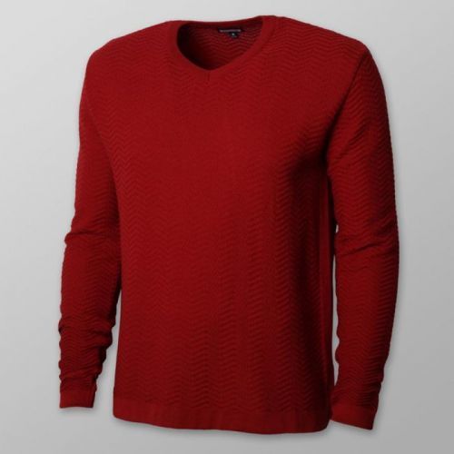 Pánsky sveter červený s jemným vzorom 12121