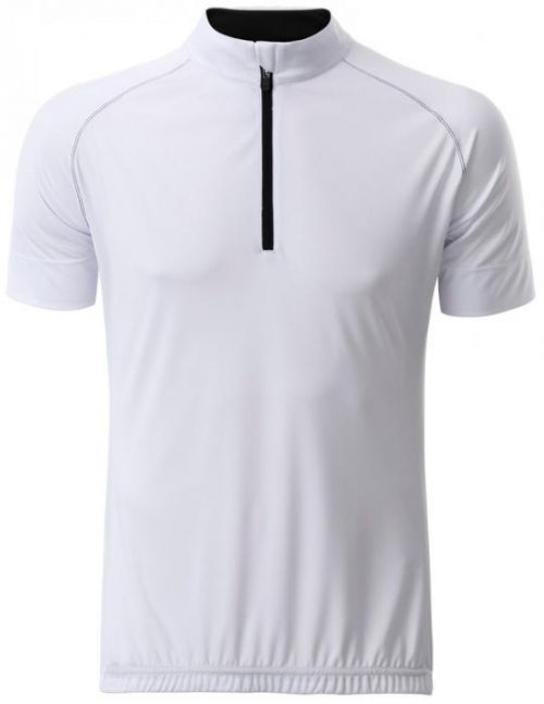 James & Nicholson Pánsky cyklistický dres s krátkym zipsom JN514 - Bílá / černá | L