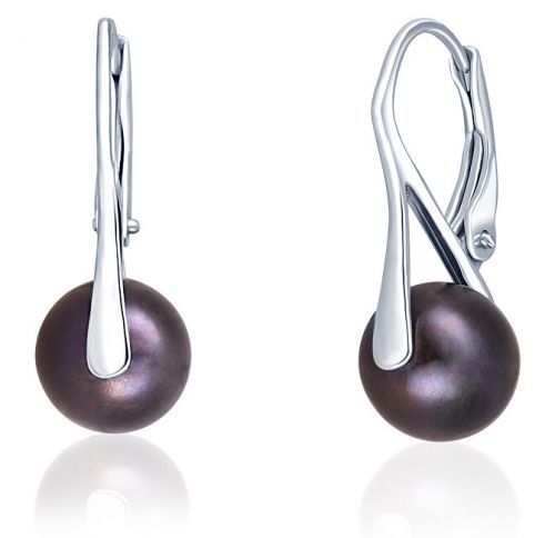 JwL Luxury Pearls Strieborné náušnice s pravou čiernou perlou JL0650