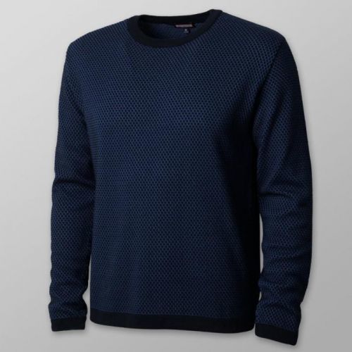 Pánsky sveter tmavomodrý s geometrickým vzorom 12118