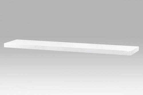 polička nástenná 120x24x4cm, vysoký lesk biely