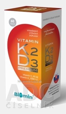 BIOMIN VITAMIN K2 D3 PREMIUM 2000 I.U. cps (inov.2018) 1x60 ks