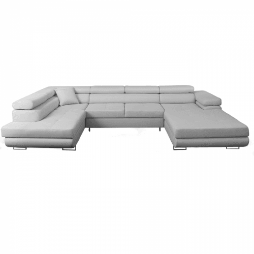 Rohová sedací souprava, světle šedá, levá, AMARETO U