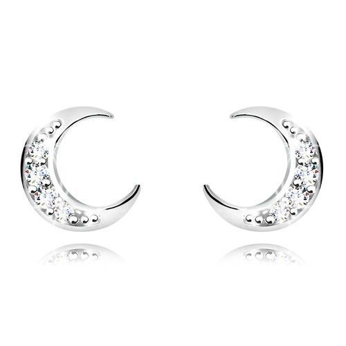 Puzetové náušnice zo striebra 925 - kosáčik mesiaca s ligotavými zirkónmi