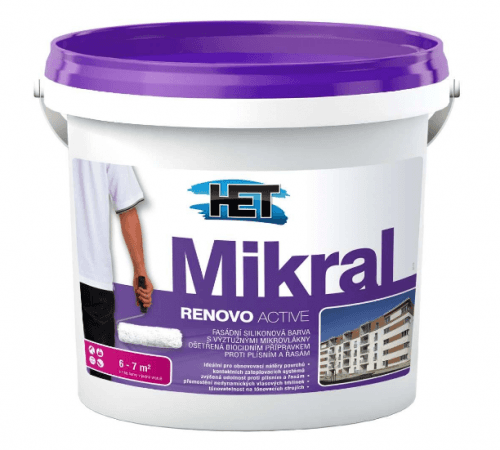 HET MIKRAL RENOVO ACTIVE Fasádna farba proti plesniam a riasam - biela - 12 kg