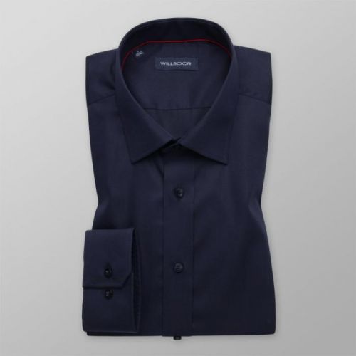 Pánska košeľa Slim Fit tmavomodrá s hladkým vzorom 12166