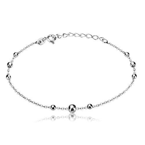 Strieborný náramok 925 - retiazka z oválnych očiek a lesklé guľôčky