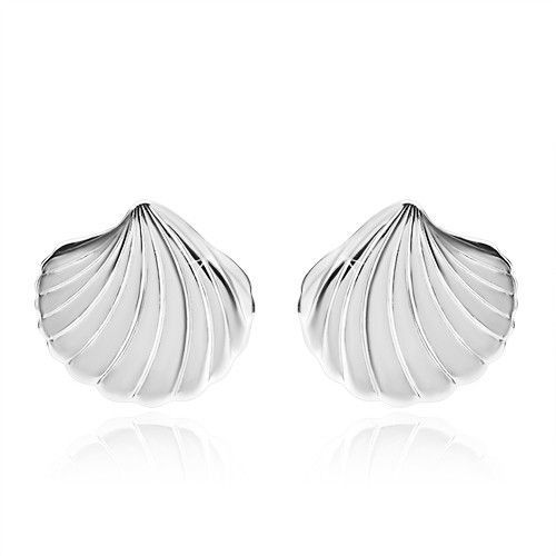 Strieborné náušnice 925 - zrkadlovo lesklá mušľa so zárezmi, puzetky