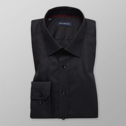 Pánska košeľa Slim Fit čierna s hladkým vzorom 12170