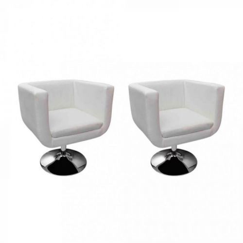 Otočné křesílko 2 ks umělá kůže / chrom Dekorhome Bílá