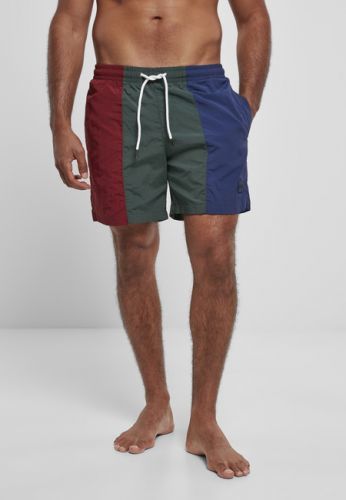 Urban Classics 3-Tone Swim Shorts burgundy/bottlegreen - S