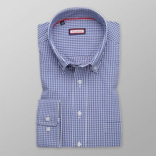 Pánska košeľa Slim Fit s modrým kockovaným vzorom 12147