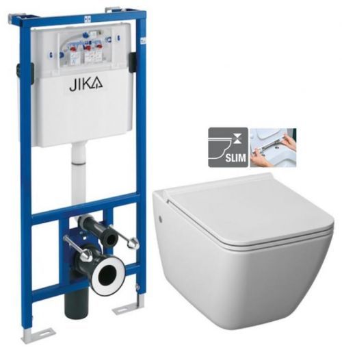 JIKA - předstěnový instalační systém bez tlačítka + WC JIKA PURE + SEDÁTKO DURAPLAST (H895652 X PU1)
