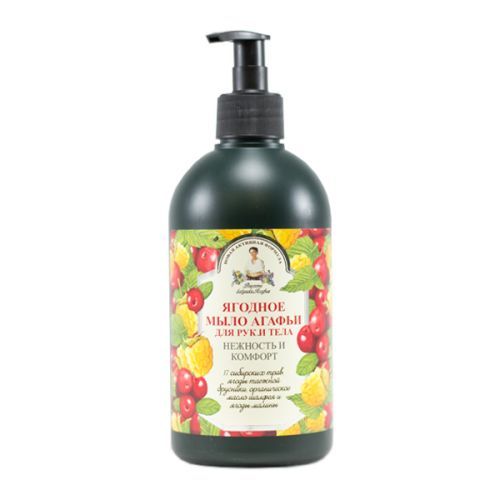Tekuté mydlo na ruky a telo s lesným ovocím - 17 sibírskych bylín - Babička Agafia - 500ml