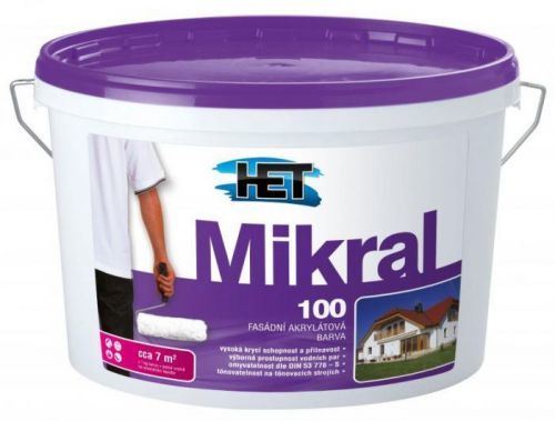 HET MIKRAL 100 Fasádna hladká akrylátová farba - biela - 18 kg