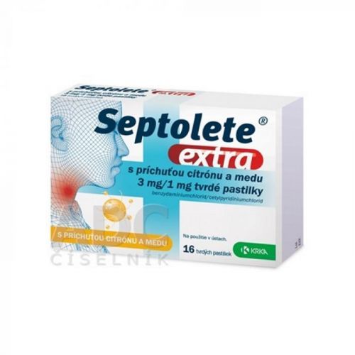 SEPTOLETE Extra citrón a med 3 mg/1 mg tvrdé pastilky 16 kusov