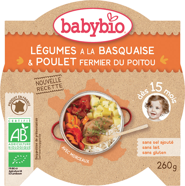 BABYBIO Menu zelenina s kuracím mäsom a ryžou 260 g