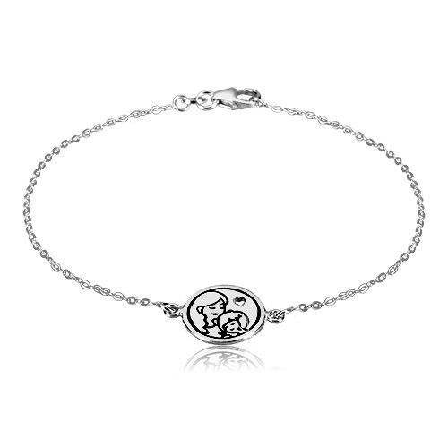 Strieborný 925 náramok - mama a dcéra, glazúra čiernej farby, srdiečkový výrez