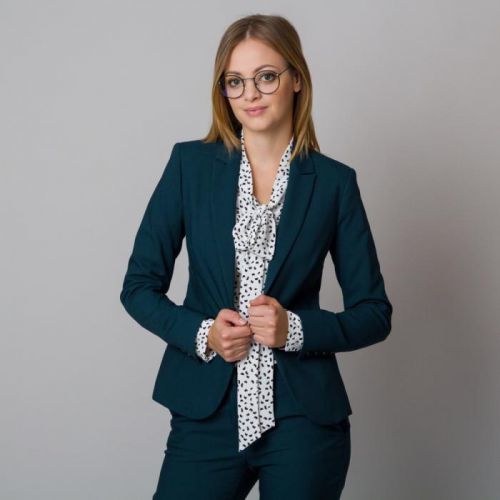 Dámske sako tmavozelenej farby s hladkým vzorom 12182