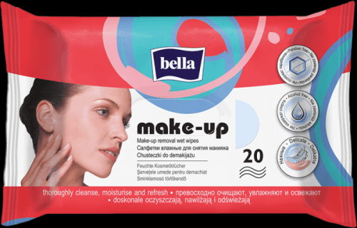 BELLA Make-up odličovacie vlhčené obrúsky, 20 ks