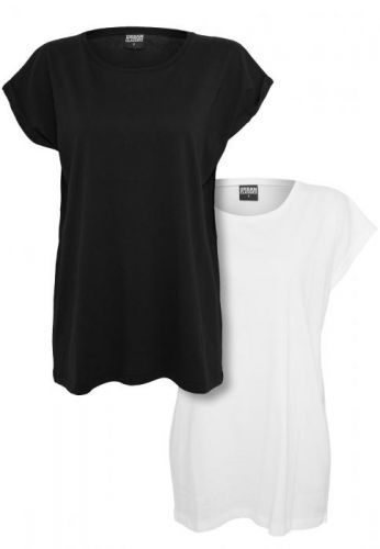 Urban Classics Ladies Extended Shoulder Tee 2-Pack black/white - 3XL