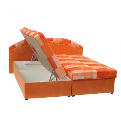 Manželská postel, pružinová, oranžová / vzor, KASVO
