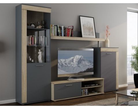 Obývacia stena Bitter, grafit/dub sonoma