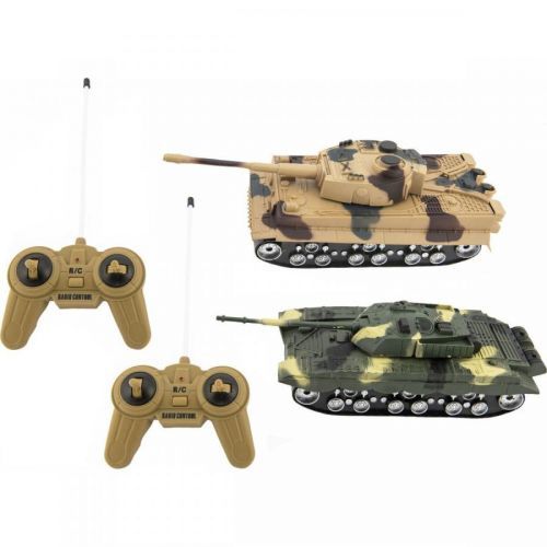Teddies Tank RC 2ks 25cm tanková bitva na baterie se zvukem se světlem