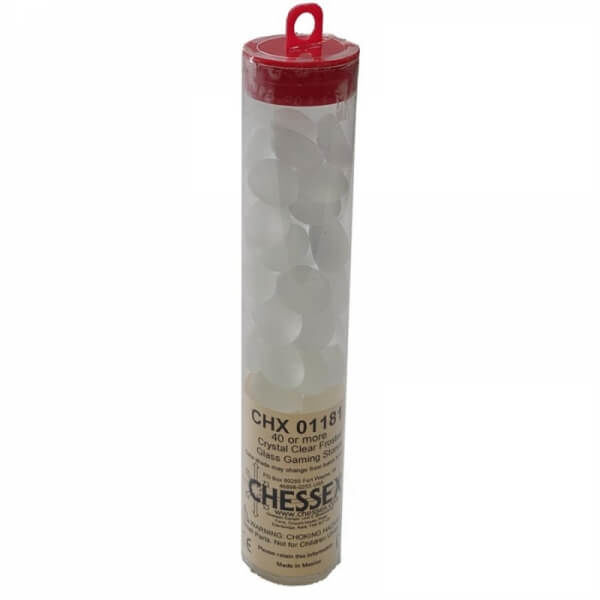 Chessex Chessex Glass Gaming Stones Tube Crystal Frosted Clear – 40 ks