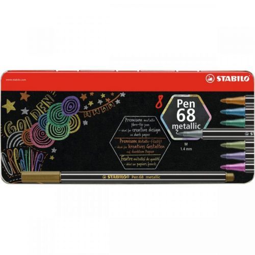 Stabilo Pen 68 metallic 8 ks kovový box