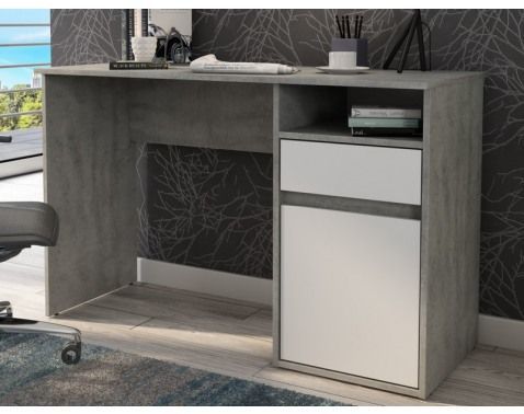 Písací stôl Billa, šedý beton/biela